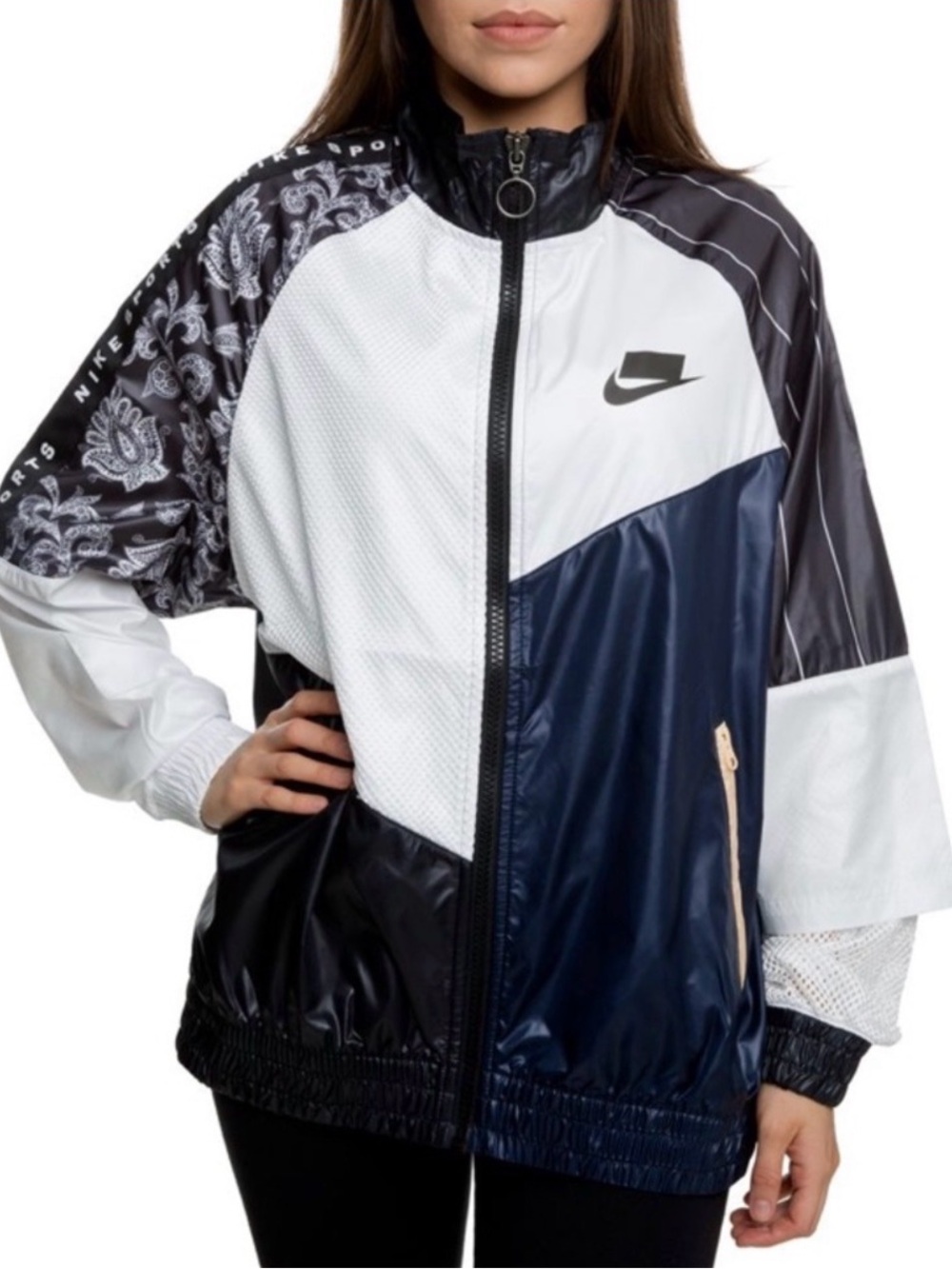 Nike Women's Colorblock Jacket - White / Navy / Black